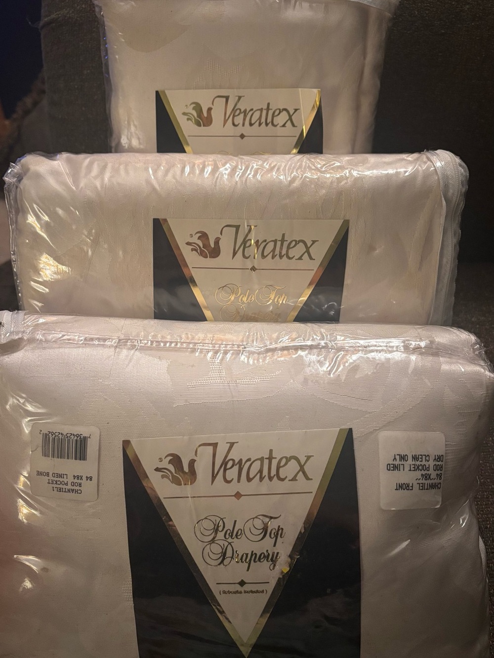 Veratex Cream Colored 84x84 Pole Top Drapes
